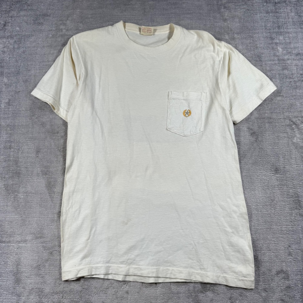 Banana Republic Shirt Mens Large White Vtg Tiger Safari Single Stitch Pocket Tee